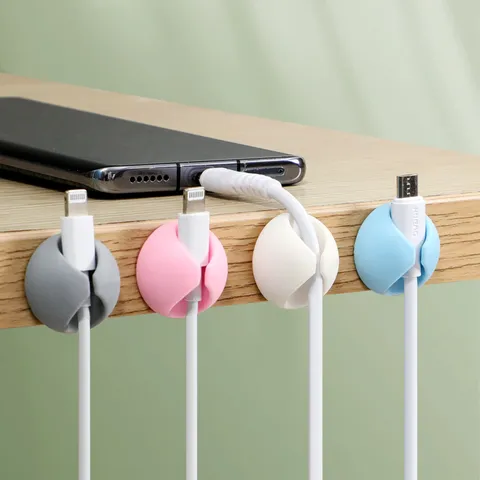 TPR Cable Organizer Desktop Data Line Holder Self Adhesive Silicone Cord Manager For Office Bedside Home Wire Winder