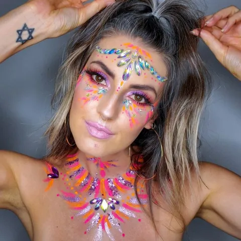 EDM Festival Face Gems Resin Rhinestone Crystal Body Art Stickers Eyebrow Chest Party Makeup Face Jewelry Accessories
