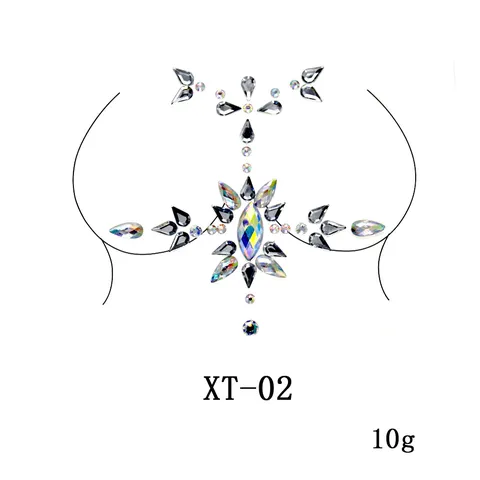 Women Festival Body Rhinestone Stickers Eco Friendly Resin Crystal Chest Gems Temporary Tattoo Party Decor