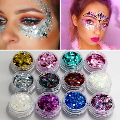 Laser Glitter Sequins Face Body Powder Festival Party Makeup Sparkling Shimmer Pigment Cosmetic Decorations
