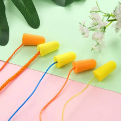 Anti Noise Foam Earplugs Slow Rebound Reusable Hearing Protection With Cord Soft Ear Plugs For Sleeping Studying Working