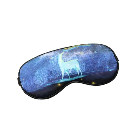Satin Sleep Eye Mask Starry Deer Pattern Shading Blindfold With Adjustable Buckle Soft Night Sleep Eye Mask For Women