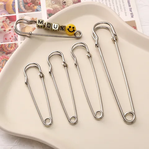 Thickened Safety Pins Large Metal Safety Pin DIY Beading Accessories Craft Pins For Phone Chain Bag Key Chain Silver Color