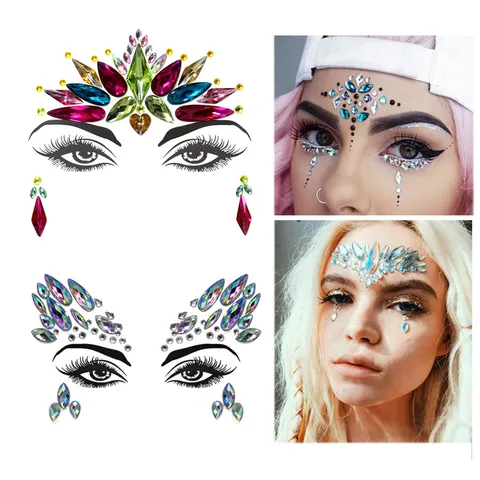 Acrylic Rhinestone Face Jewels Temporary Crystal Face Stickers Eyebrow Gems Festival Party Makeup Body Art Decoration