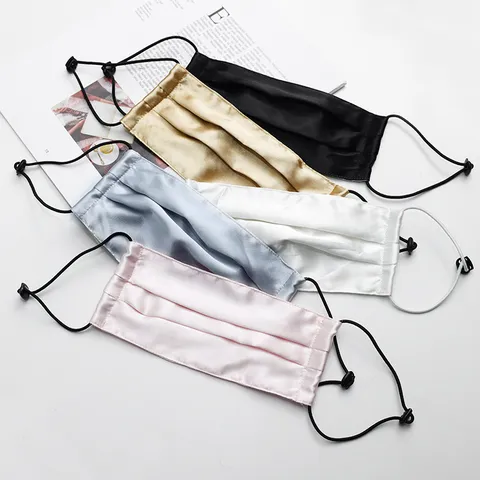 Breathable Imitation Silk Face Mask Double Layer Dustproof Adjustable Ear Loop Face Covering For Daily Protection