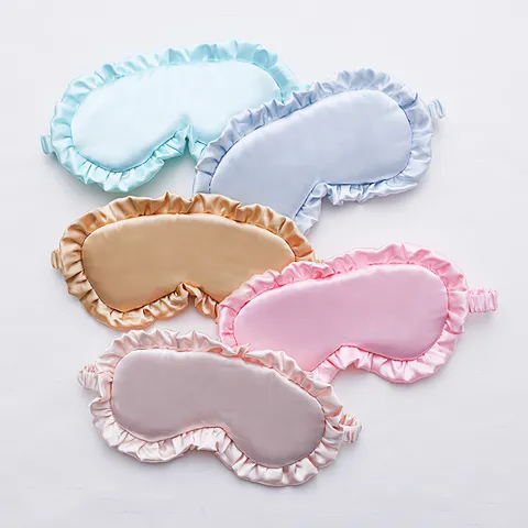 Ruffled Imitation Silk Sleep Eye Mask Breathable Shading Travel Eye Cover Soft Satin Blindfold