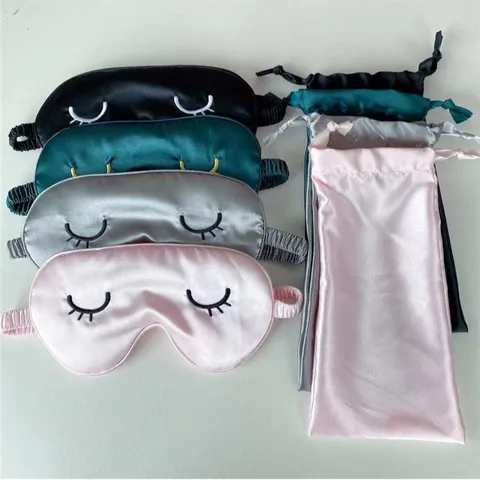 Pure Silk Sleep Eye Mask Shading Soft Breathable Eyelash Embroidery Eye Cover For Travel Nap Daily Use Home