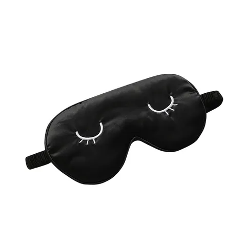 Pure Silk Sleep Eye Mask Shading Soft Breathable Eyelash Embroidery Eye Cover For Travel Nap Daily Use Home