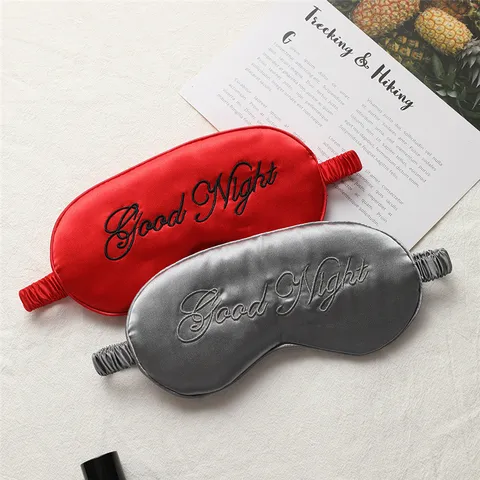 Double Sided Silk Sleep Eye Mask Breathable Shading Eye Cover With Adjustable Buckle And Embroidery For Travel Home