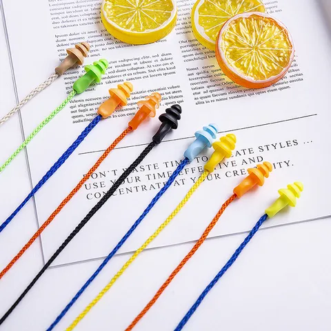 Reusable Waterproof Corded Silicone Earplugs Noise Reduction Hearing Protection Ear Plugs For Sleeping Working Studying