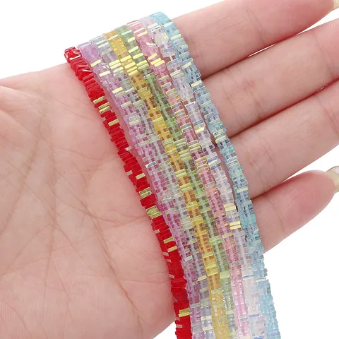 Glass Square Loose Beads Faceted Crystal Spacer Beads For DIY Handmade Jewelry Making Bracelet Craft Supplies