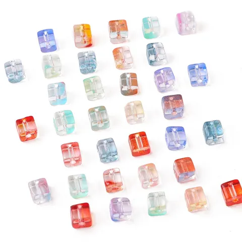 Gradient Crystal Glass Square Loose Beads For DIY Handmade Beaded Bracelet Necklace Jewelry Making Accessories