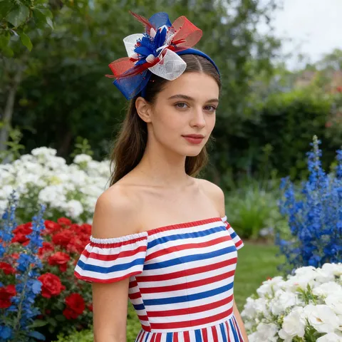 Vrouwen Veer Tule Bloem Hoofdband Middagthee Fascinator Hoed Elegante Feest Haaraccessoires Bruiloft Hoofdtooi