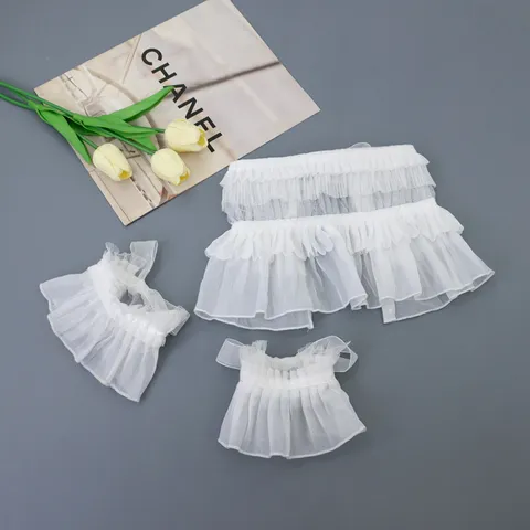 Weißes Spitzen Lolita Fake Kragen Und Armband Set Süße Gerüschte Halsbekleidung Kostüm Zubehör Für Party Halloween