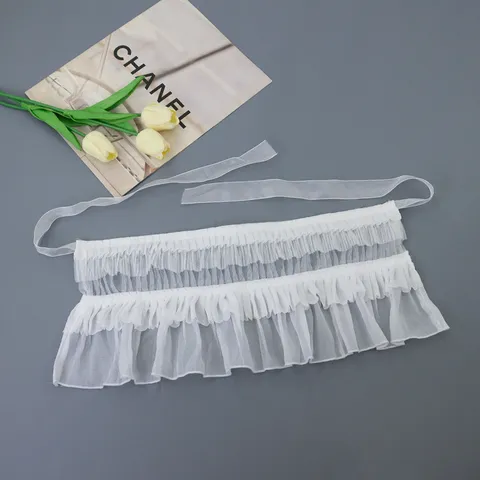 Weißes Spitzen Lolita Fake Kragen Und Armband Set Süße Gerüschte Halsbekleidung Kostüm Zubehör Für Party Halloween