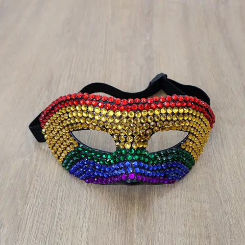 Halloween Masquerade Party Mask Plastic Rhinestone Full Drill Half Face Eye Mask Costume Prop For Women