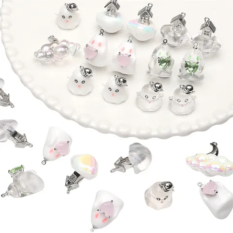 Halloween Ghost Resin Alloy Pendants DIY Handmade Keychain Craft Material Accessories