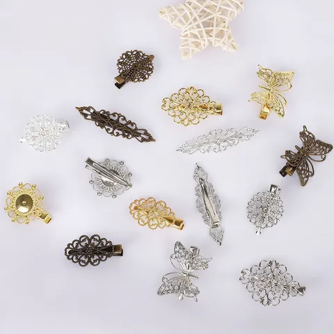 Retro Hollow Out Metal Alligator Hair Clip DIY Brass Copper Iron Hairpin Hair Accessories For Women Styling