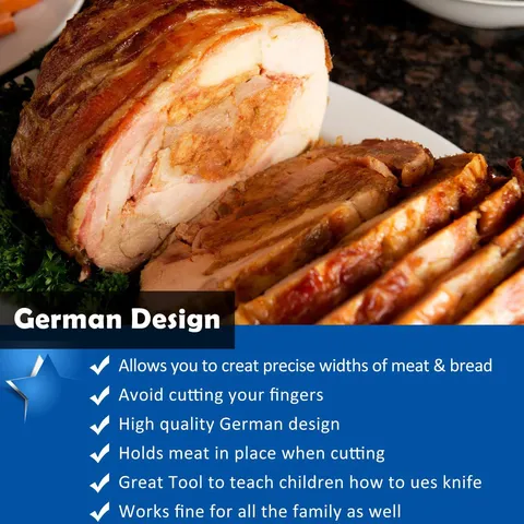Trancheuse de Jambon en Acier Inoxydable Coupe-Pain Pince Alimentaire Guide de Découpe de Viande Multifonctionnel Ustensile de Cuisine