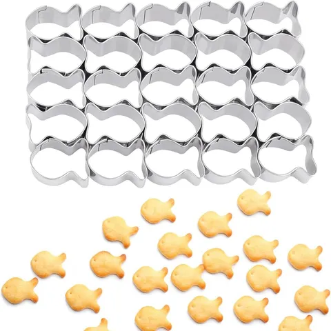 Emporte-Pièce Biscuits Poisson Rouge en Acier Inoxydable 25 Cavités Mini Moule Pâte à Sucre Accessoire de Cuisine