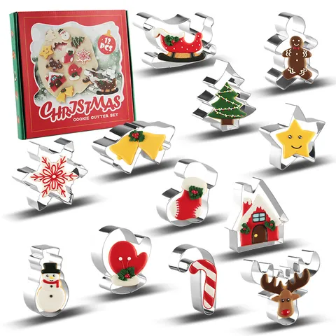 Ensemble d'Emporte-Pièces de Noël en Acier Inoxydable Moule à Pâtisserie Formes Festives Outils DIY