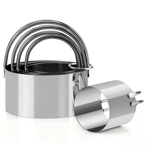 Ensemble de Moules à Biscuits Ronds en Acier Inoxydable avec Poignée Outils de Cuisson