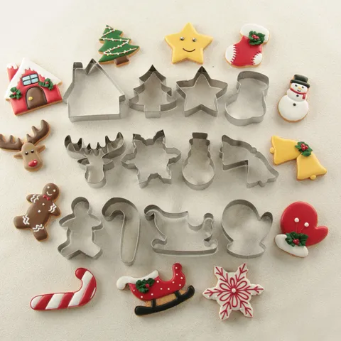 Ensemble d'Emporte-Pièces de Noël en Acier Inoxydable Moule à Pâtisserie Formes Festives Outils DIY