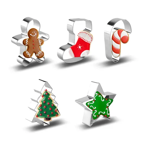 Emporte-pièces de Noël en Acier Inoxydable Bonhomme de Pain d'Épices Arbre Étoile Moule de Cuisson Pâtisserie