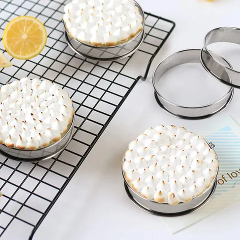 Cercle à Mousse en Acier Inoxydable Double Bord Roulé Moule à Tarte Rond Gâteau Biscuit Outil de Cuisson Pâtisserie