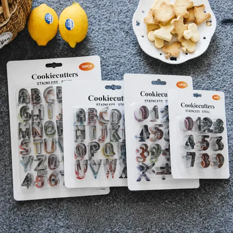 Ensemble d'Emporte-Pièces en Acier Inoxydable Alphabet Lettres et Chiffres Moules à Biscuits Fondant pour Cuisson Cuisine DIY