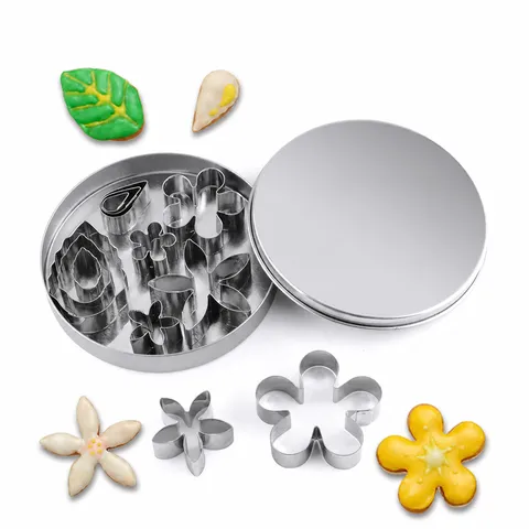 Juego de Cortadores de Galletas de Acero Inoxidable Mini Forma Floral Molde para Galletas Herramientas de Repostería