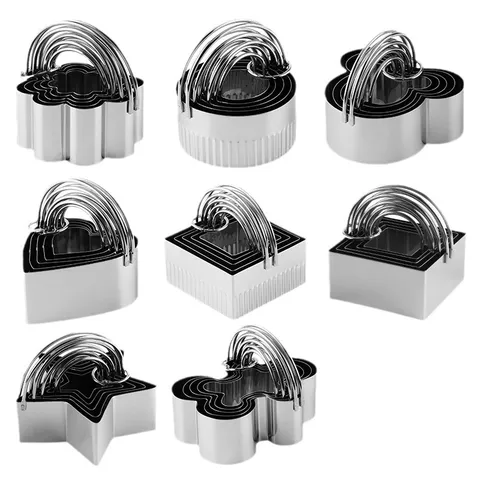 Ensemble d'Emporte-pièces en Acier Inoxydable Moule à Biscuits Imbriqué Outils de Pâtisserie avec Anneau pour DIY