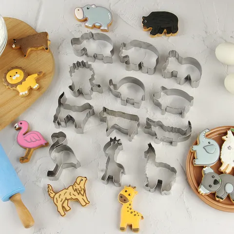 Emporte-Pièce à Biscuit Animal en Acier Inoxydable Moules à Biscuits Dessins Animés Outils de Cuisson pour Cuisine DIY