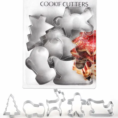 Ensemble d'Emporte-Pièces de Noël en Acier Inoxydable Moule à Biscuit Bonhomme de Pain d'Épices Outil de Pâtisserie