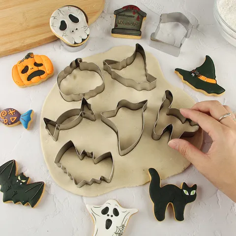 Ensemble d'Emporte-Pièces d'Halloween en Acier Inoxydable Moules de Cuisson Citrouille Fantôme Articles de Fête