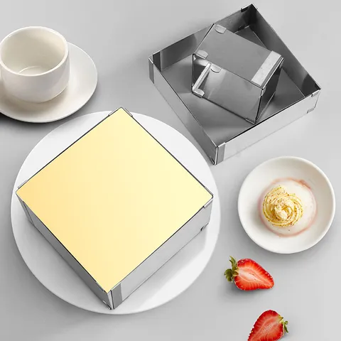 Moule à Gâteau en Mousse Réglable en Acier Inoxydable Plaque de Cuisson Carrée Télescopique Outil de Pâtisserie DIY Ustensiles de Cuisine