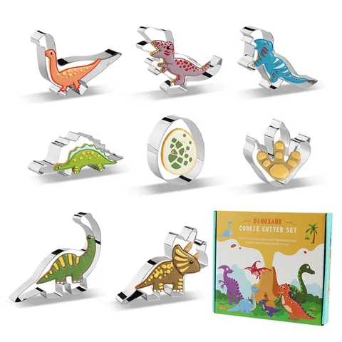 Ensemble d'Emporte-Pièces à Biscuits de Fête en Acier Inoxydable Motif Animal de Dessin Animé Avec Boîte Cadeau