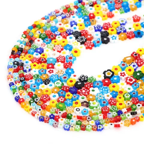 Millefiori Glass Flower Loose Beads Colorful Handmade DIY Craft Beads For Bracelet Necklace Jewelry Making