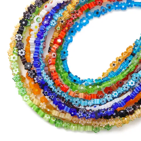 Millefiori Glass Flower Loose Beads Colorful Handmade DIY Craft Beads For Bracelet Necklace Jewelry Making