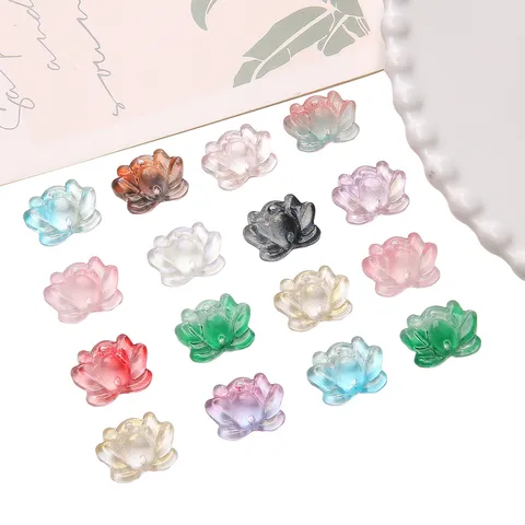 Glass Lotus Loose Beads Double Hole DIY Handmade Bracelet Headwear Jewelry Craft Materials