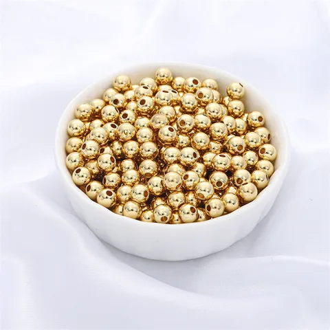 Copper Round Spacer Beads Gold And Silver Plated Loose Beads For DIY Bracelet Necklace Jewelry Making Accessories