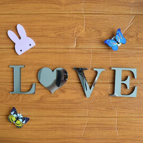 Adesivi Murali in Acrilico Specchio 3D Lettere Inglesi Citazione Decorazioni per la Casa