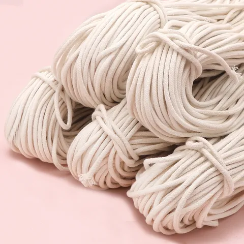 Handmade Cotton Cord Beige Cored Braided Rope For DIY Jewelry Making Crafts Keychains Accessory Home Decorative Binding Line