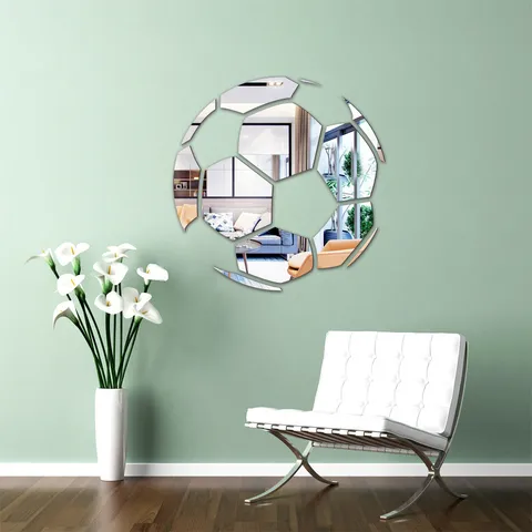 Acrylic Mirror Football Wall Sticker DIY Combinable Wall Decal Removable Art Mural For Kids Room Living Room Bedroom Home Decor