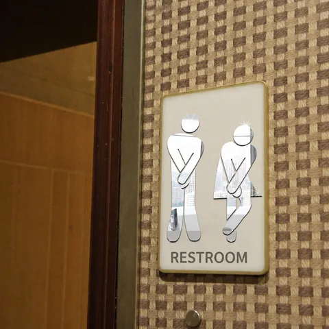 Sticker Mural De Toilette En Miroir Acrylique Imperméable Logo WC Hommes Et Femmes Pour Salle De Bain Bar Bureau Centre Commercial