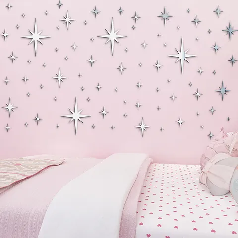 Sternenlicht Gespiegelt Acryl Wandaufkleber Selbstklebend Stern Aufkleber Für Kinderzimmer Kinderbett Heim Wand Dekor