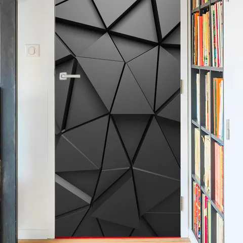 Modern 3D Geometric Door Sticker Waterproof Self Adhesive Wallpaper Living Room Bedroom Furniture Renovation Decal