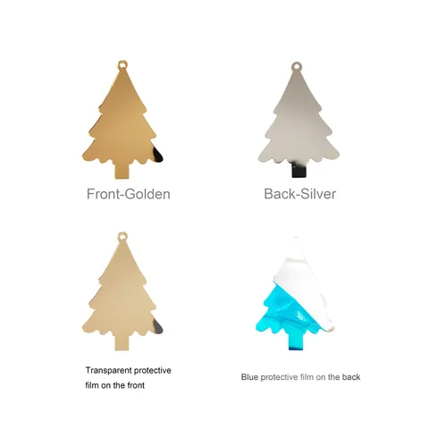 Christmas Tree Acrylic Mirror Wall Stickers Double Sided Gold Silver Hanging Ornaments With Hemp Rope Holiday Decor