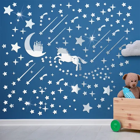 Unicorn Castle DIY Mirror Acrylic Wall Sticker For Kids Room Nursery Home Decor Self-Adhesive Wall Art Decal