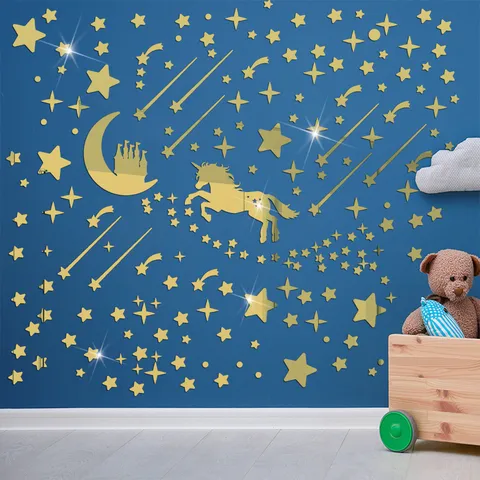 Unicorn Castle DIY Mirror Acrylic Wall Sticker For Kids Room Nursery Home Decor Self-Adhesive Wall Art Decal